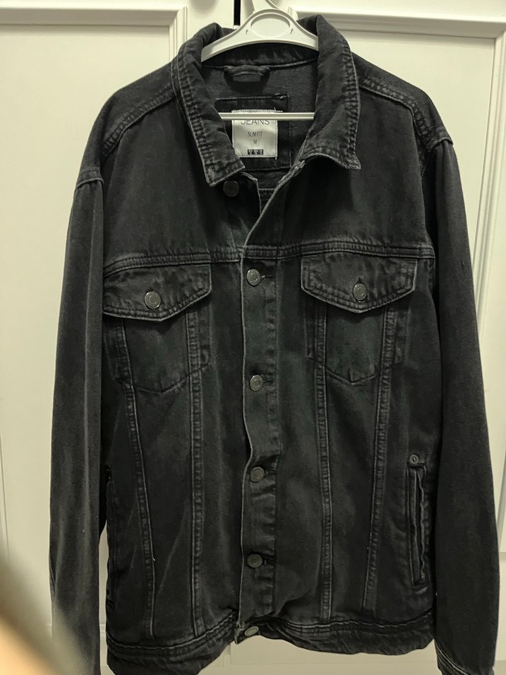 Siyah Kadın Denim Ceket Düğmeli - Görsel 2