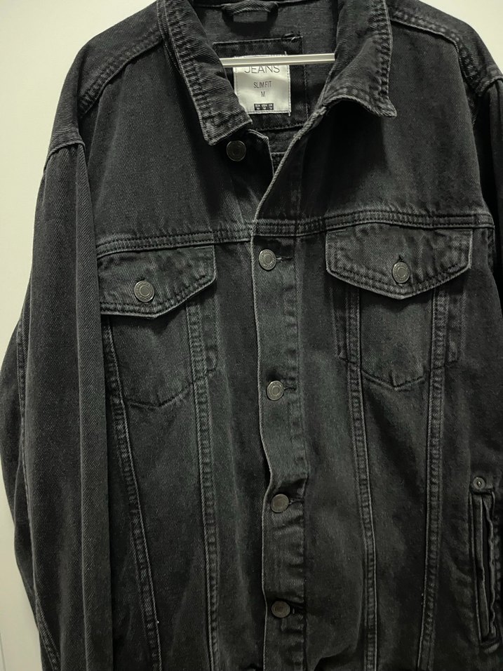 Siyah Kadın Denim Ceket Düğmeli - Görsel 4