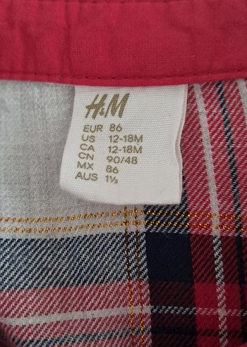 H&M Uzun Kollu Düğmeli Kareli Kız Elbisesi - Görsel 3