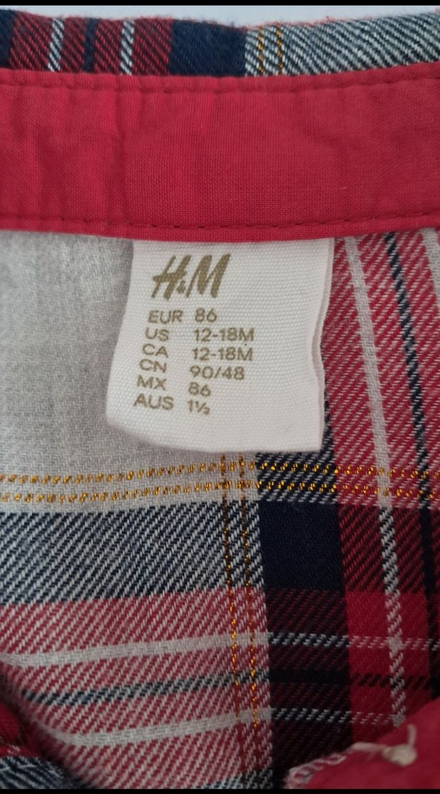 H&M Uzun Kollu Düğmeli Kareli Kız Elbisesi - Görsel 3