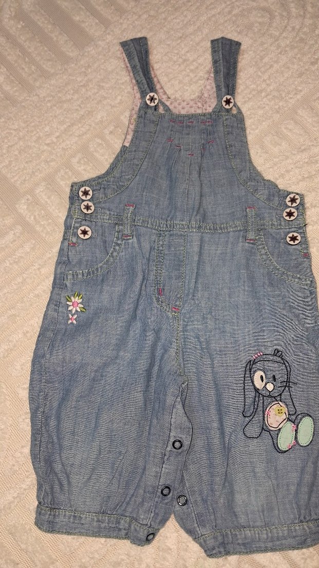 Cichild Kız Çocuk Mavi Denim Şort Tulum - Görsel 2