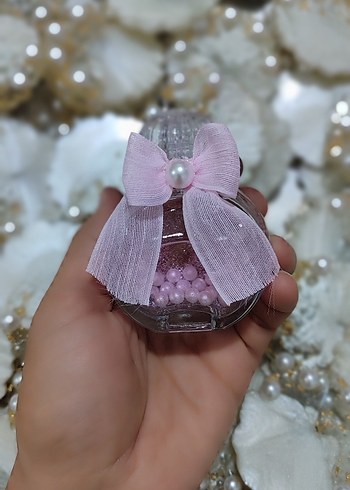 Pembe Fiyonklu İnci Detaylı Parfüm Şişesi - Görsel 3