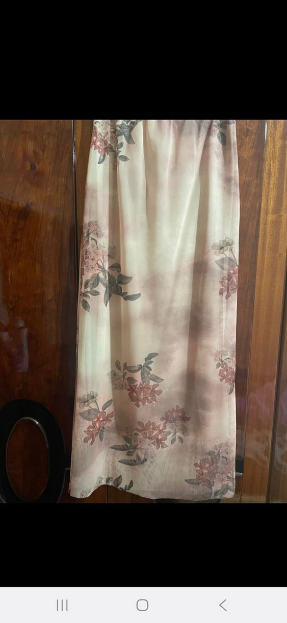 Pembe Çiçekli Dar Uzun Etek - Görsel 3