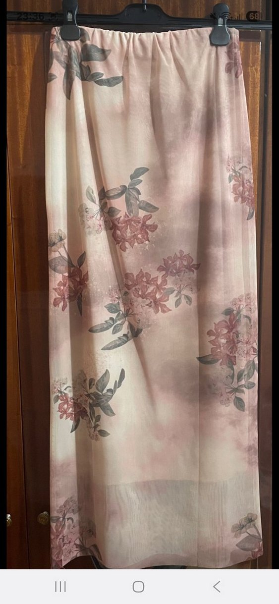 Pembe Çiçekli Dar Uzun Etek - Görsel 2