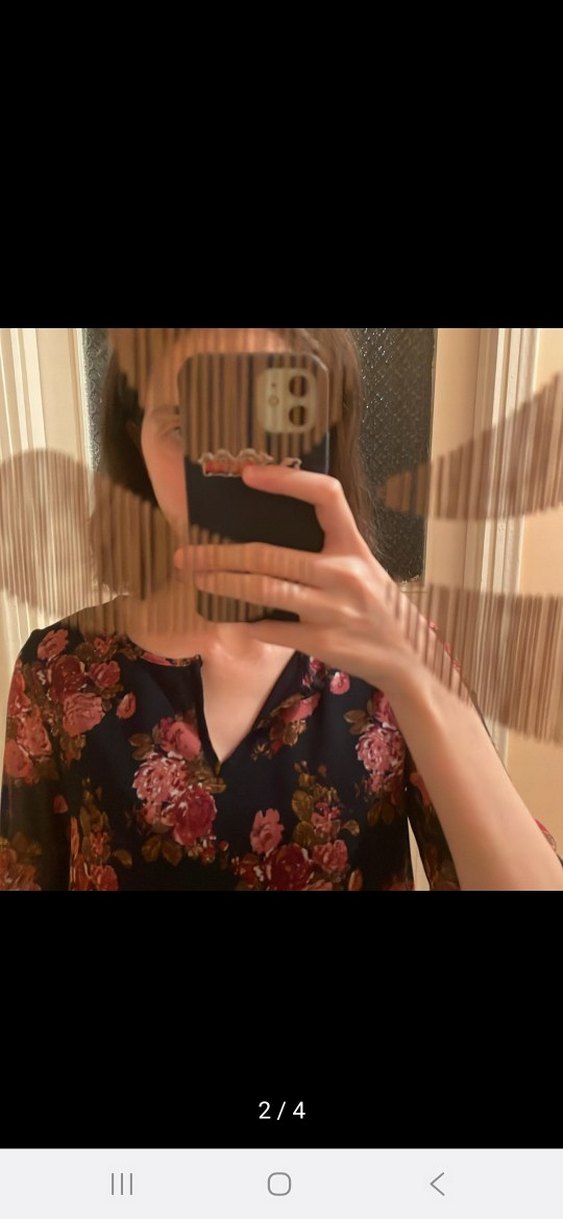 Lacivert Üzerine Bordo Çiçekli Mini Elbise - Görsel 2