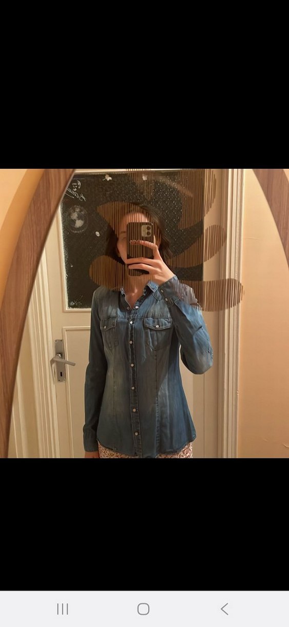 Düğmeli, Denim Kadın Gömlek - Görsel 2