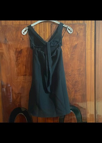 Siyah Mini Sırt Dekolteli Elbise - Görsel 2