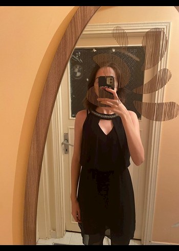 Siyah Mini Elbise Koton Marka - Görsel 5