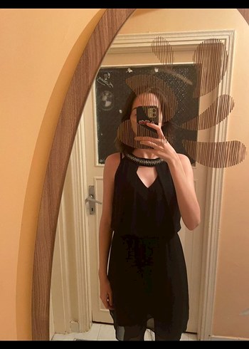 Siyah Mini Elbise Koton Marka - Görsel 4