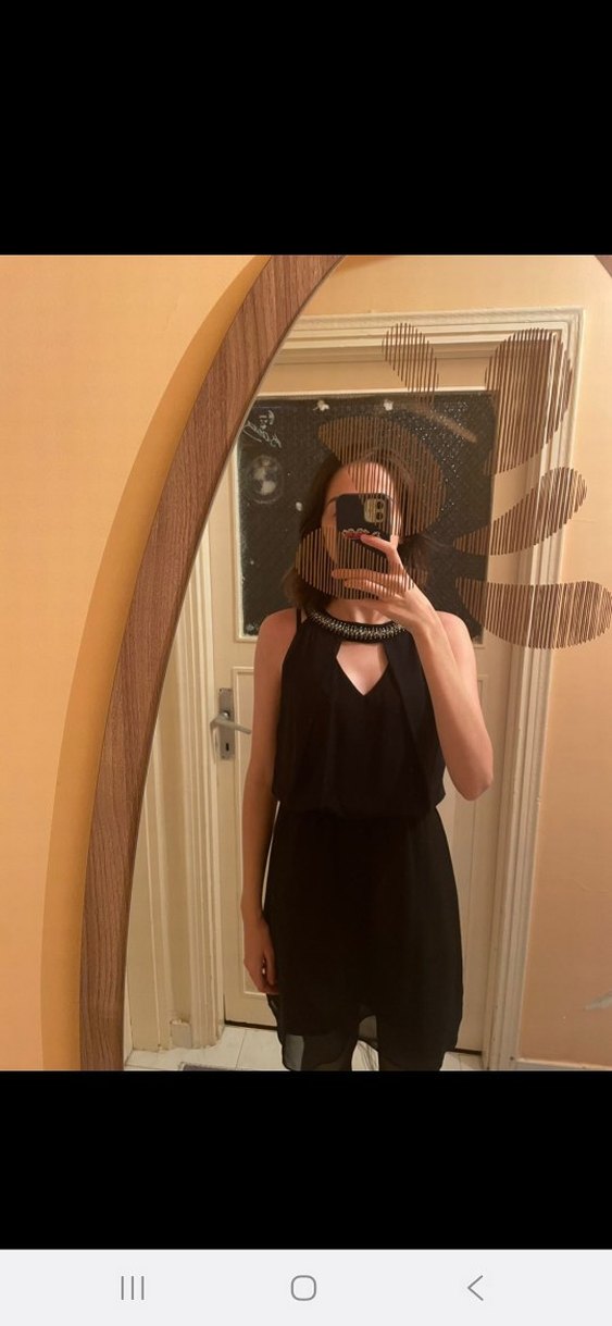 Siyah Mini Elbise Koton Marka - Görsel 5