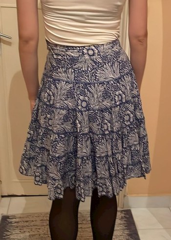 Çiçek Desenli Mavi Midi boy Etek - Görsel 3