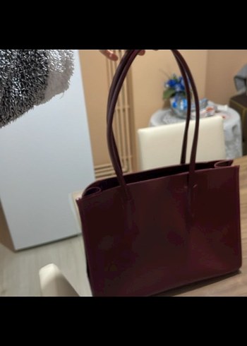 Bordo Parlak Deri Kadın Çanta - Görsel 3