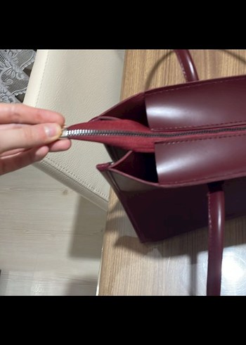 Bordo Parlak Deri Kadın Çanta - Görsel 5