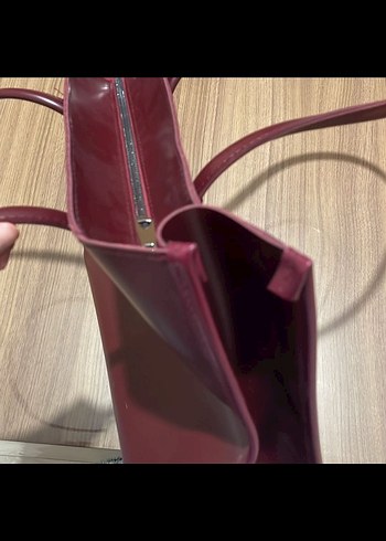 Bordo Parlak Deri Kadın Çanta - Görsel 6