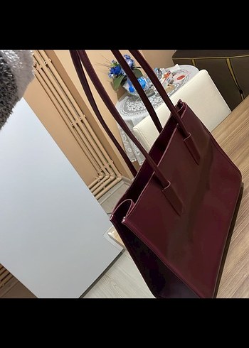 Bordo Parlak Deri Kadın Çanta - Görsel 2