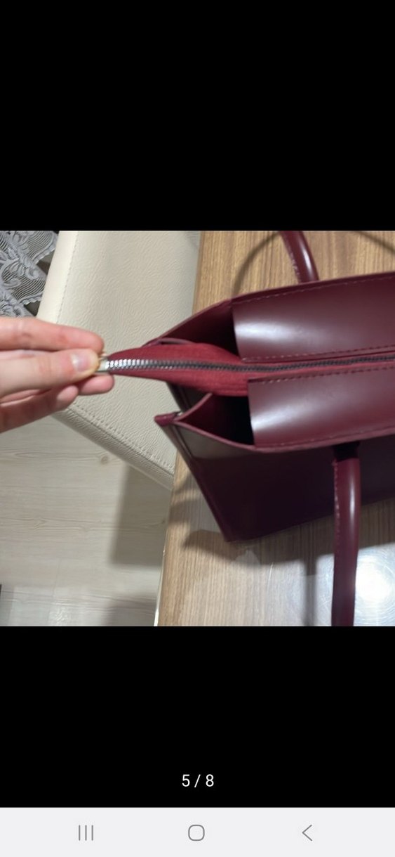 Bordo Parlak Deri Kadın Çanta - Görsel 5