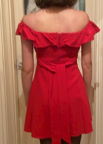 Kırmızı Fırfırlı Zara Mini Elbise - Görsel 4