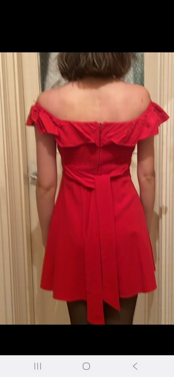 Kırmızı Fırfırlı Zara Mini Elbise - Görsel 4