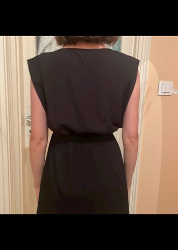 Siyah Kalın Askılı Mini Elbise - Görsel 6