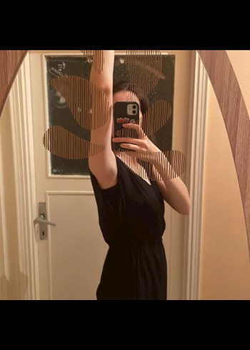 Siyah Kalın Askılı Mini Elbise - Görsel 3