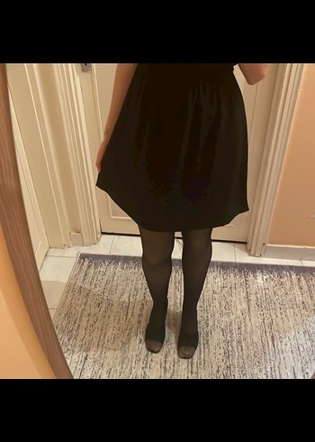 Siyah Kalın Askılı Mini Elbise - Görsel 4