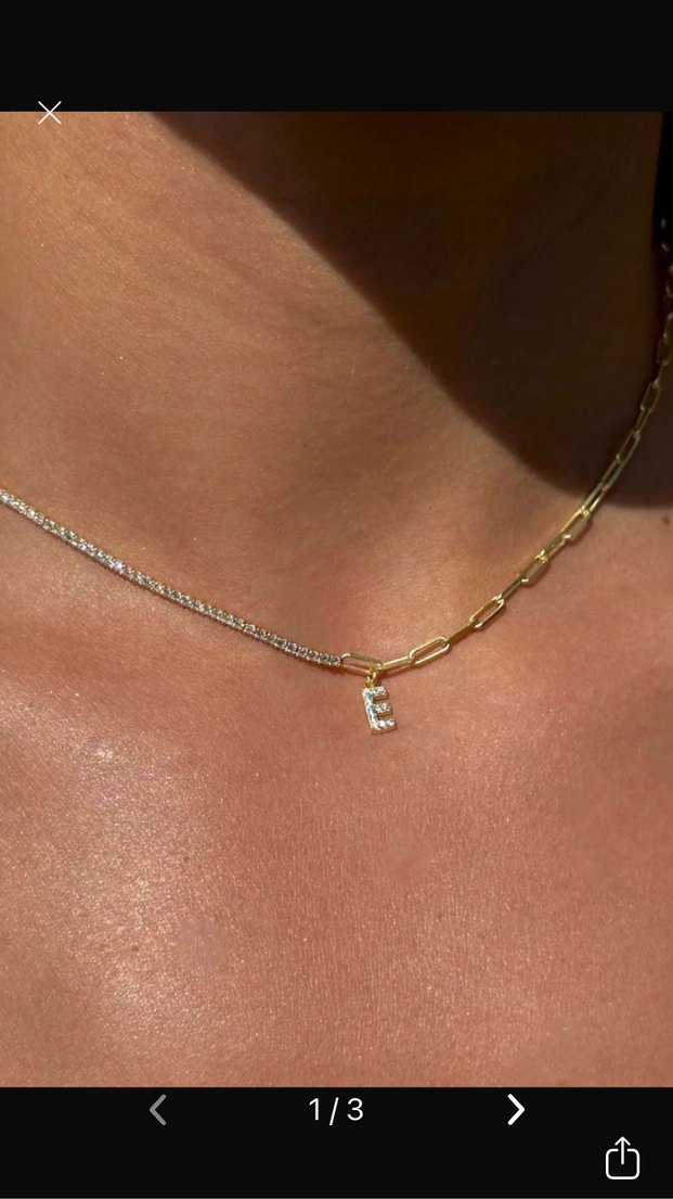 Zincir Detaylı Mini Altın Kolye Harfini Seç 925 - Görsel 2