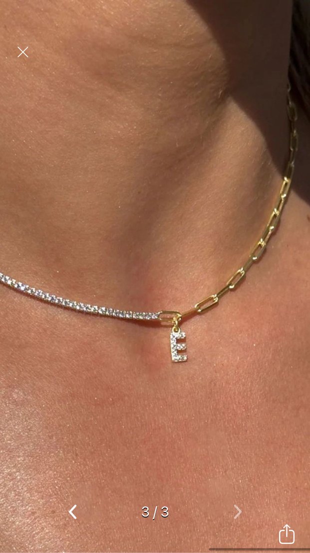 Zincir Detaylı Mini Altın Kolye Harfini Seç 925 - Görsel 3
