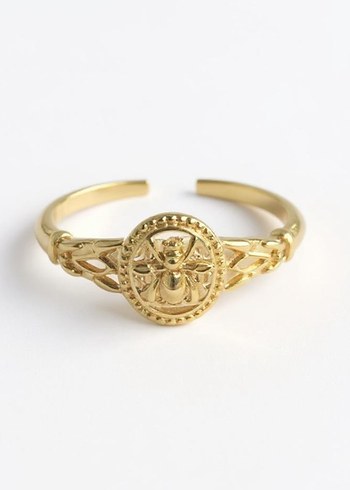 İşlemeli  Altın Bohem Yüzük 925 - Görsel 2