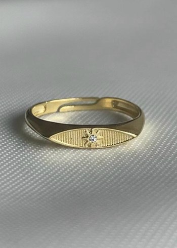 Minimalist Parlak Altın Kadın Yüzük 925 - Görsel 2