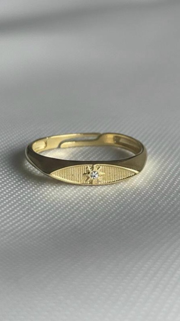 Minimalist Parlak Altın Kadın Yüzük 925 - Görsel 2