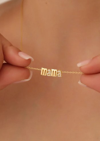 Altın Renkli Mama Kolye 925 - Görsel 2