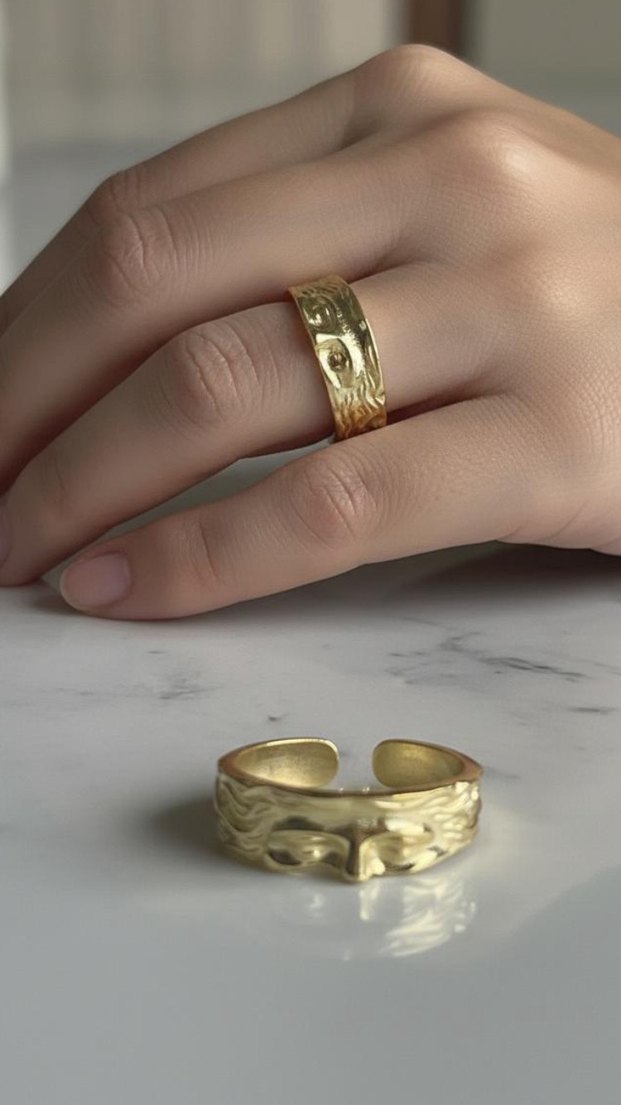 Kadın Altın Renkli Tokalı yüzük - Görsel 2