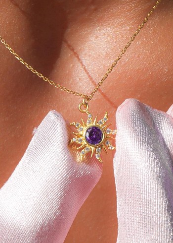 Mor Parlak Midi Kolye Kadın 925 - Görsel 3