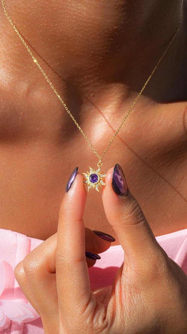 Mor Parlak Midi Kolye Kadın 925 - Görsel 2