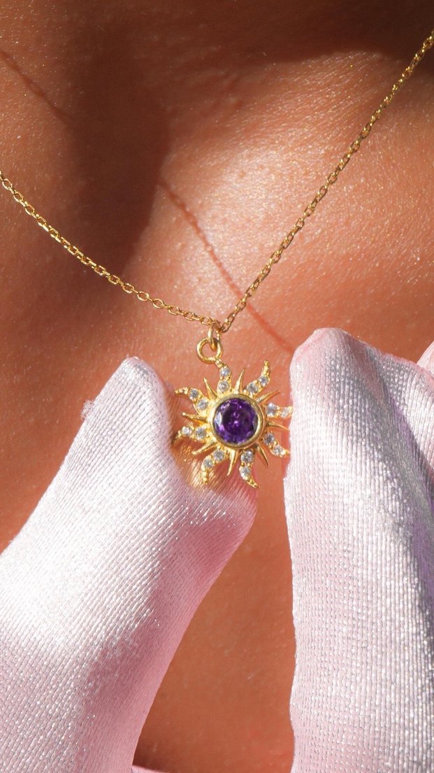 Mor Parlak Midi Kolye Kadın 925 - Görsel 3