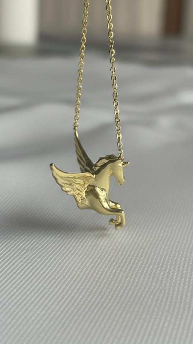 Altın Renkli Pegasus Kadın Kolye 925 - Görsel 2