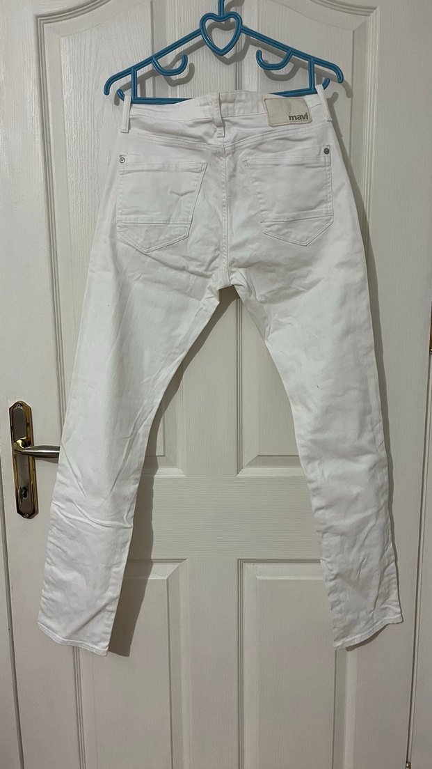 Beyaz Regular Fit Erkek Kot Pantolon - Görsel 4