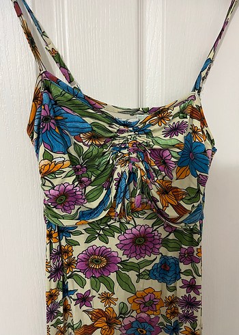 Çiçek Desenli Bohem Midi Elbise - Görsel 2