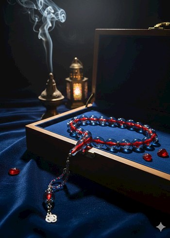 Kırmızı Gotik Erkek Tesbih - Görsel 2