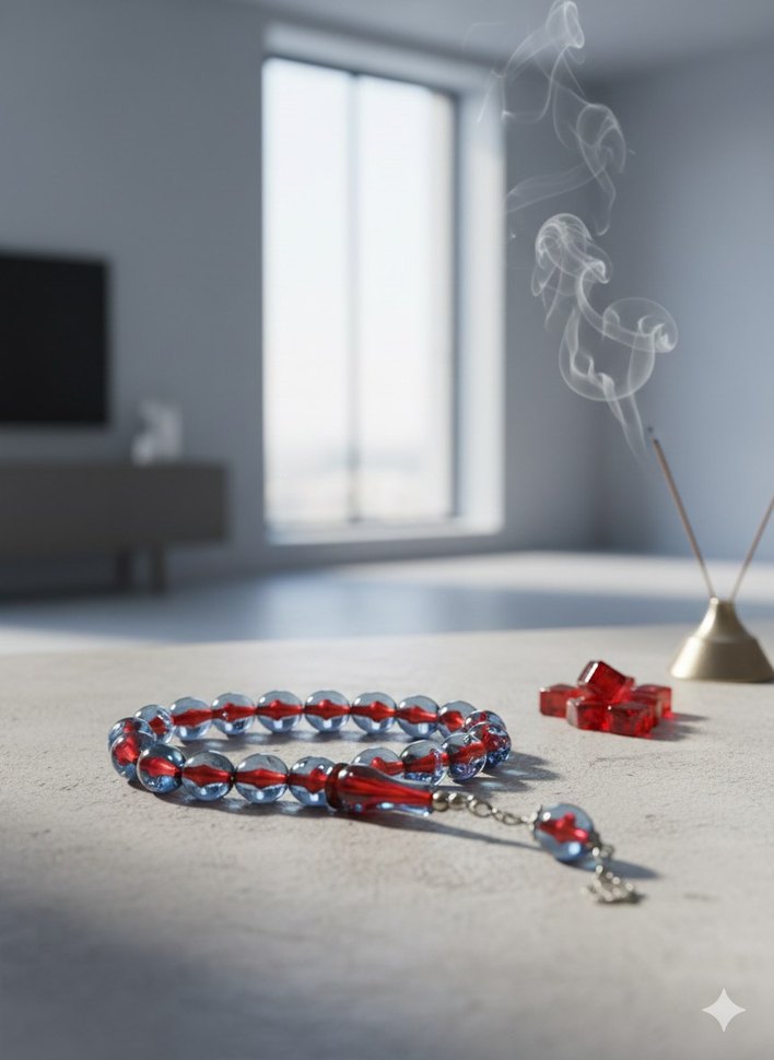 Kırmızı Gotik Erkek Tesbih - Görsel 3