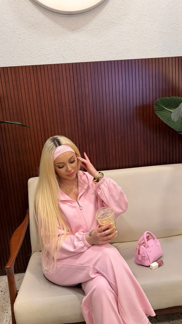 Uzun Kollu Pembe Kadın Eşofman Takımı - Görsel 2