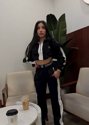 Kadın Siyah Zebra Desenli Deri Eşofman Takımı - Görsel 2