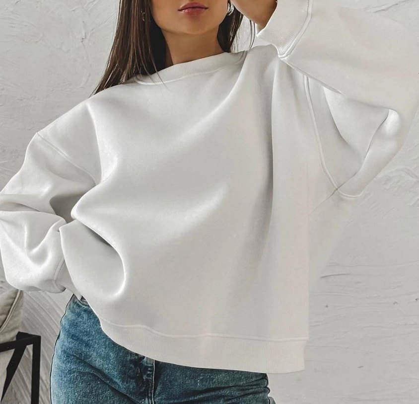 Beyaz Oversize Sweatshirt - Görsel 2