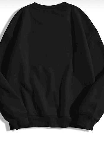 Siyah Oversize Kadın Sweatshirt - Görsel 2