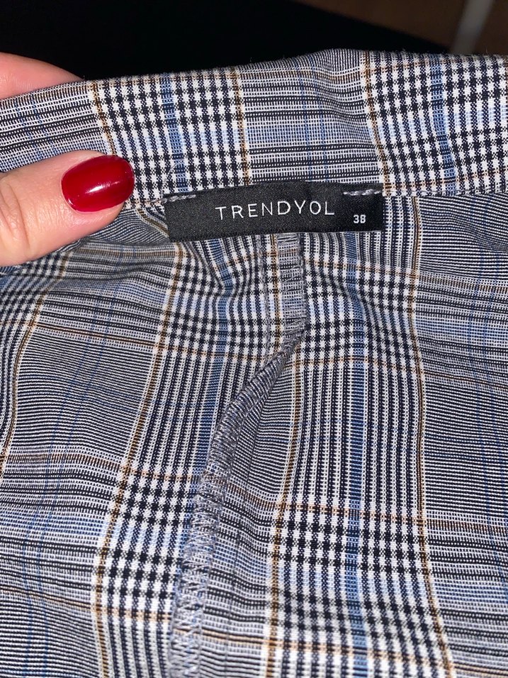 Gri Kareli Midi Kadın elbise - Görsel 3