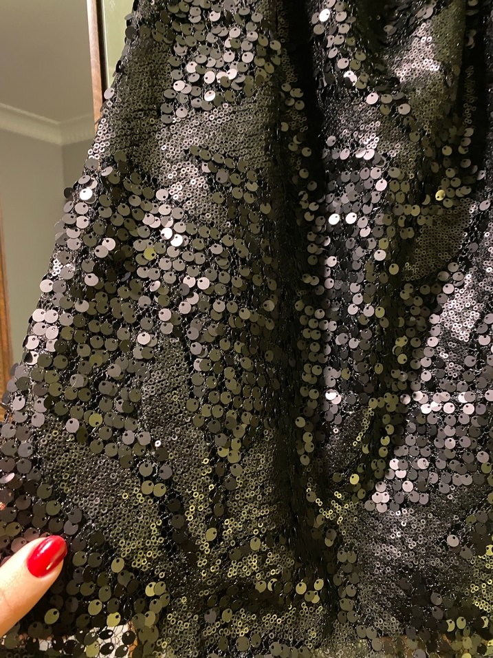 Siyah Payetli Straplez Midi Elbise - Görsel 2