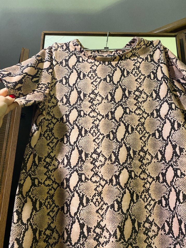 Yılan Desenli Midi Kadın Elbise - Görsel 2