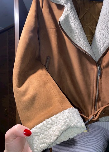 Kahverengi Kürklü Süet Kadın Ceket - Görsel 3