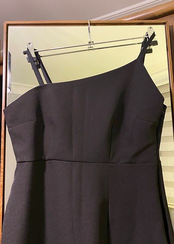 Kadın Siyah Uzun Straplez elbise - Görsel 2