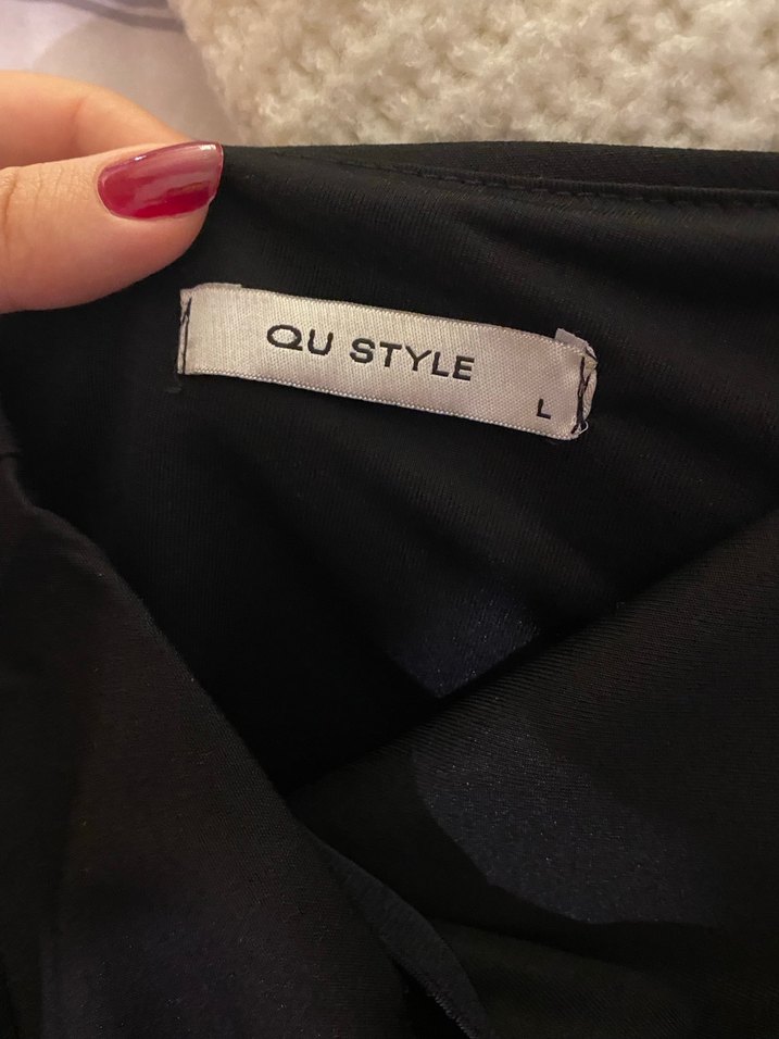 Kadın Siyah Uzun Straplez elbise - Görsel 3